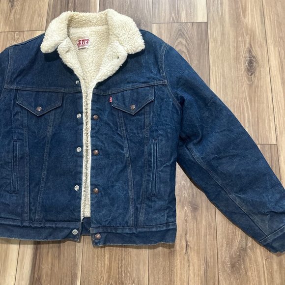 Levi's vintage San Francisco sherpa lined denim jean trucker jacket size 44L - Picture 2 of 7